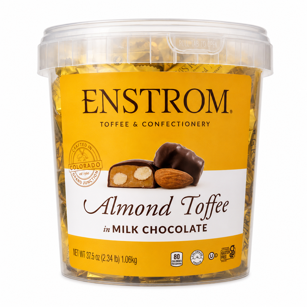 Enstrom Almond Toffee Petites in Milk Chocolate, Individually Wrapped, Certified Gluten Free, Pack of 1, 2, 3 or 4, 37.5 oz Each