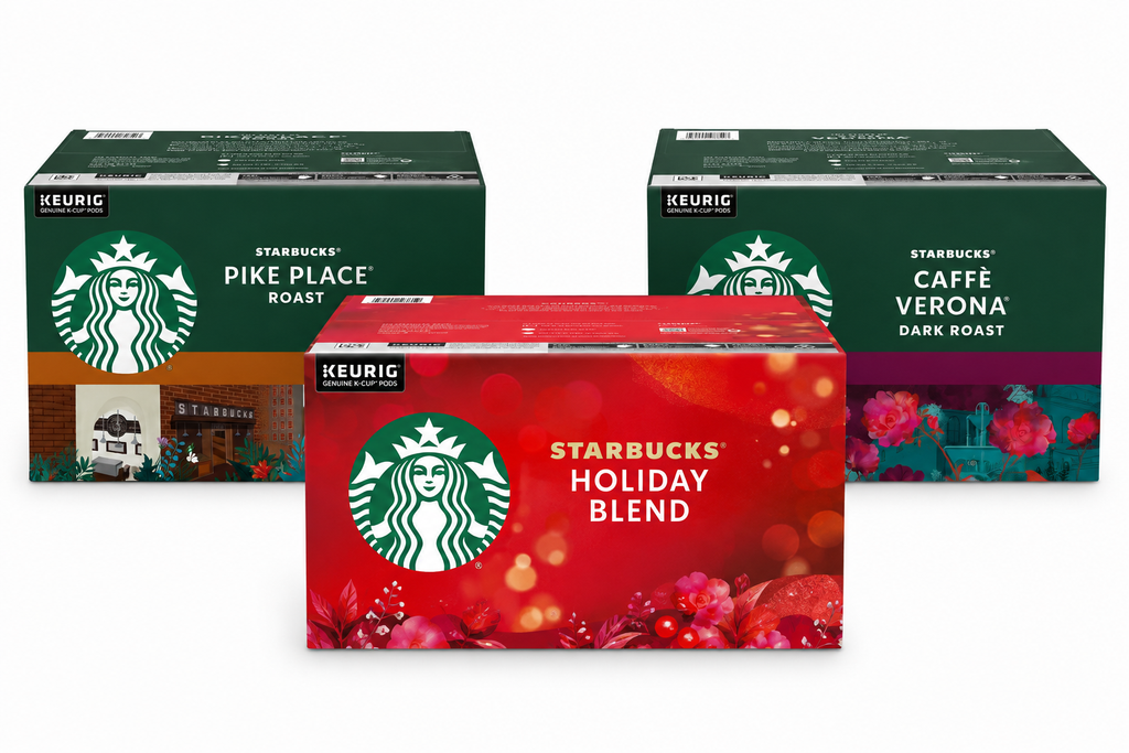 Starbucks Coffee Keurig K-Cup Pods Variety Pack, 72 Count, Medium Roast, Dark Roast & Seasonal Blend, 100% Arabica Coffee, Compatible with Keurig Brewers