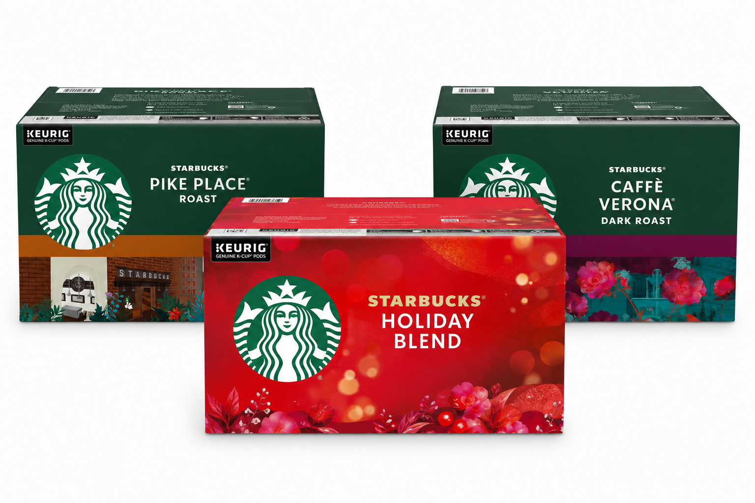 Starbucks Coffee Keurig K-Cup Pods Variety Pack, 72 Count, Medium Roast, Dark Roast & Seasonal Blend, 100% Arabica Coffee, Compatible with Keurig Brewers