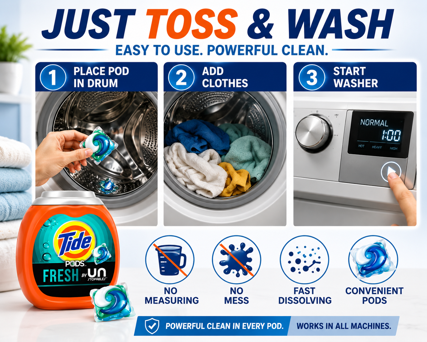 Tide Laundry Detergent Pods, HE Compatible, Multiple Formulas & Counts