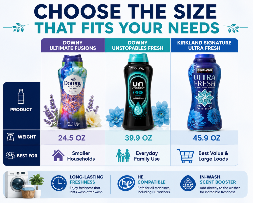 In-Wash Laundry Scent Booster Beads – Downy & Kirkland Signature | Multiple Scents & Sizes | HE Compatible