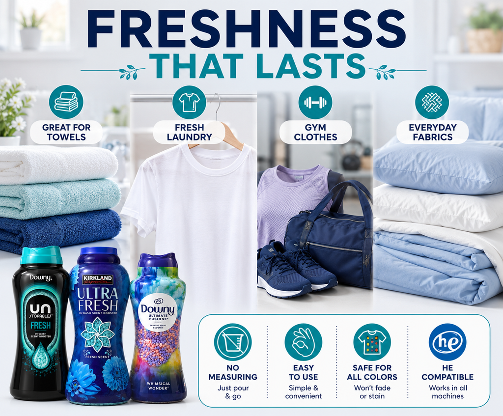 In-Wash Laundry Scent Booster Beads – Downy & Kirkland Signature | Multiple Scents & Sizes | HE Compatible