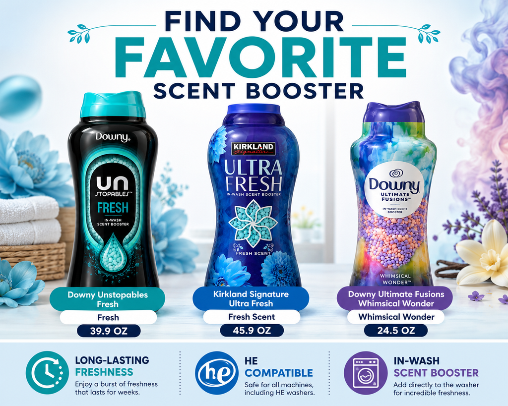 In-Wash Laundry Scent Booster Beads – Downy & Kirkland Signature | Multiple Scents & Sizes | HE Compatible