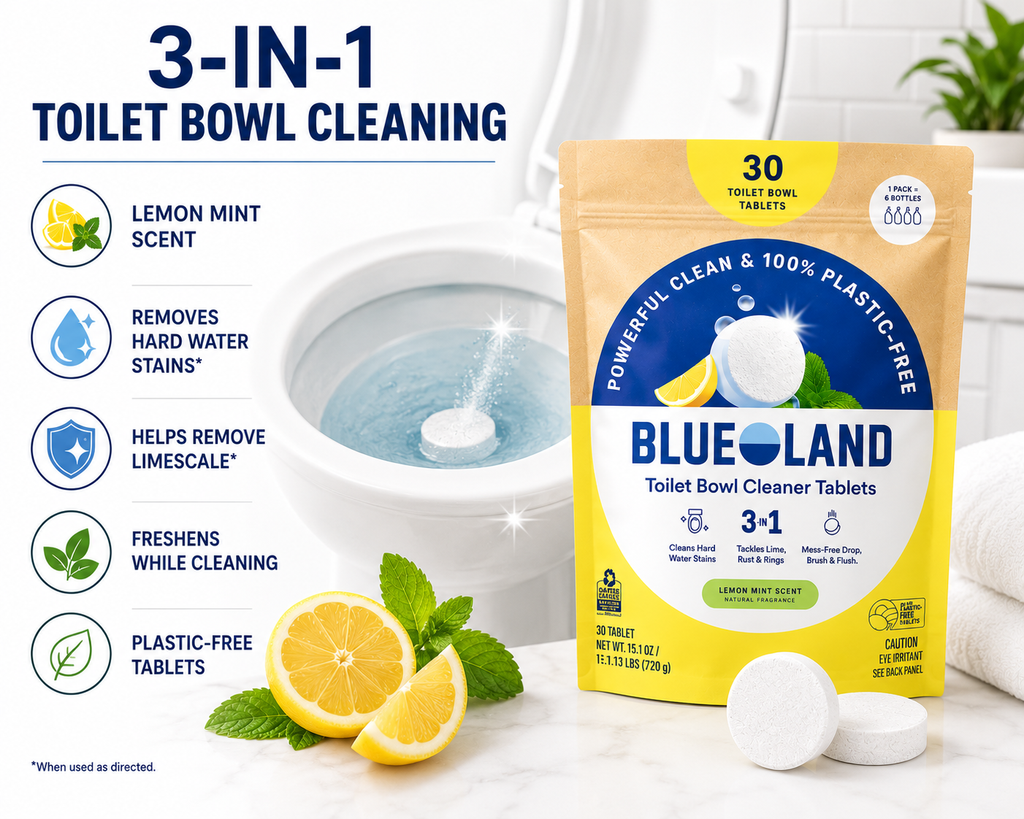 Blueland Plastic-Free Cleaning Tablets – Laundry Detergent Tablets (130 Count), Dishwasher Detergent Tablets (110 Count) or Toilet Bowl Cleaner Tablets (30 Count) | Choose Your Formula