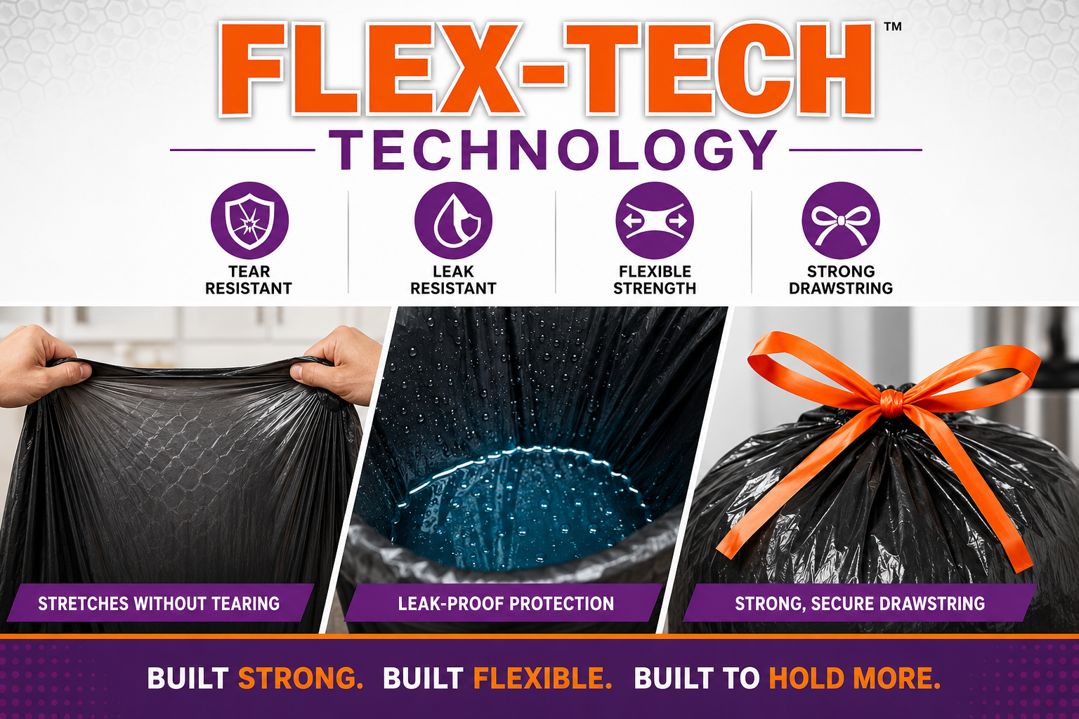 Kirkland Signature Flex-Tech Drawstring Trash Bags | Kitchen & Outdoor Garbage Bags | Multiple Sizes & Scents