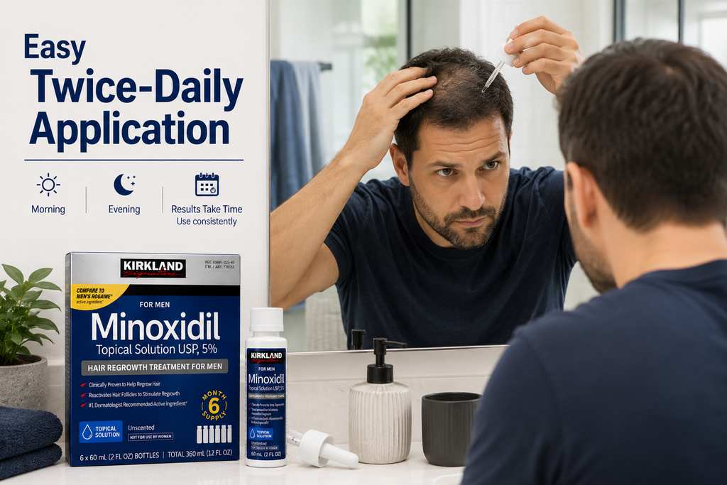 Kirkland Signature Minoxidil 5% Hair Regrowth Treatment for Men, 6-Month Supply, Unscented Foam or Topical Solution