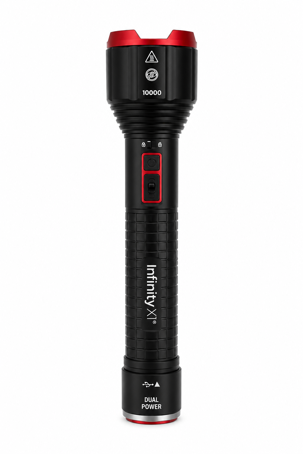 Infinity X1 Dual Power Rechargeable LED Flashlight, 10,000 Lumens, 1/2 Mile (800m) Beam Distance, USB-C Rechargeable, Flood & Spot Beam, Power Bank, Thermal Heat Sensing, IPX4