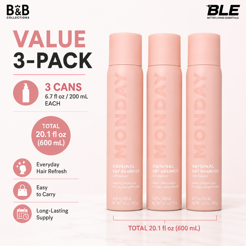 MONDAY Haircare Original Dry Shampoo with Keratin, Instant Oil Absorption, Long-Lasting Freshness, Gardenia Scent, 3 Pack, 6.7 fl oz Each (20.1 fl oz Total)