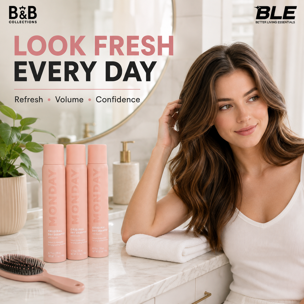 MONDAY Haircare Original Dry Shampoo with Keratin, Instant Oil Absorption, Long-Lasting Freshness, Gardenia Scent, 3 Pack, 6.7 fl oz Each (20.1 fl oz Total)