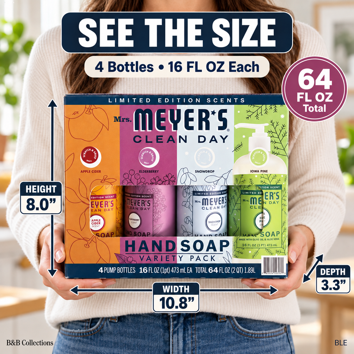 Mrs. Meyer’s Clean Day Hand Soap Variety Pack, Limited Edition Scents, 16 fl oz Each, 4 Count