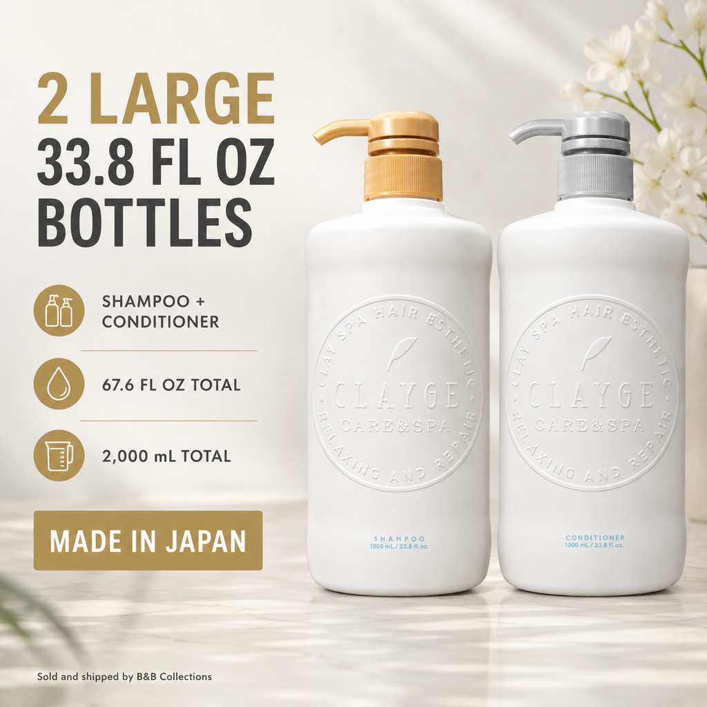 CLAYGE Smooth Shampoo & Conditioner Set, Clay-Based Scalp Cleansing & Keratin Hair Repair, Floral & Musk, 33.8 fl oz Each, 2-Piece Set, Made in Japan