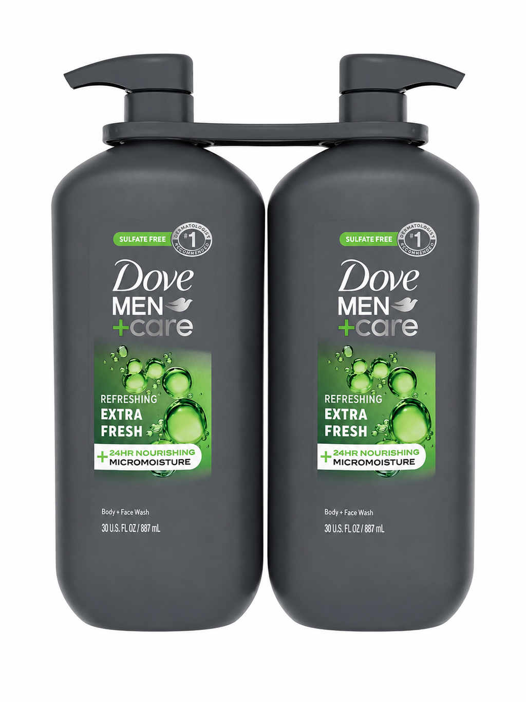 Dove Men+Care Refreshing Extra Fresh Body and Face Wash, Sulfate & Paraben Free, 30 fl oz, 2 Pack