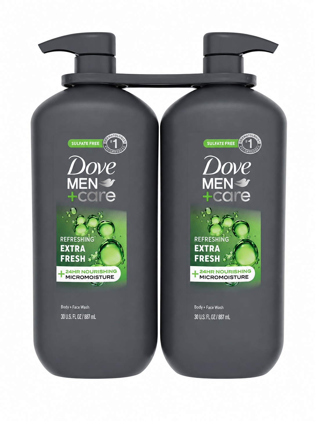 Dove Men+Care Refreshing Extra Fresh Body and Face Wash, Sulfate & Paraben Free, 30 fl oz, 2 Pack