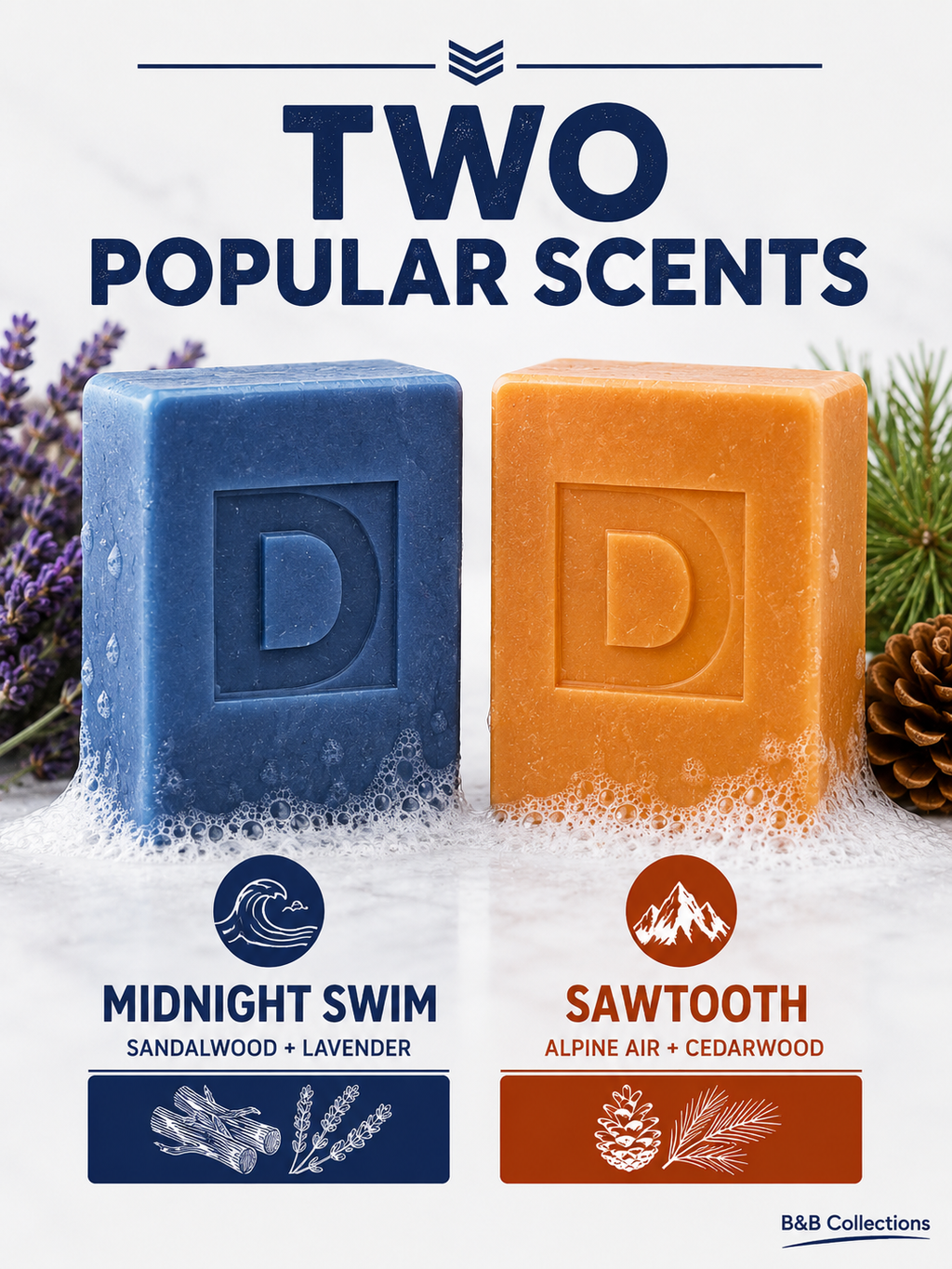 Duke Cannon Big Ass Bricks of Soap Variety Pack, 4 Large Bar Soaps, 10 oz Each (40 oz Total), Midnight Swim & Sawtooth Men's Bar Soap
