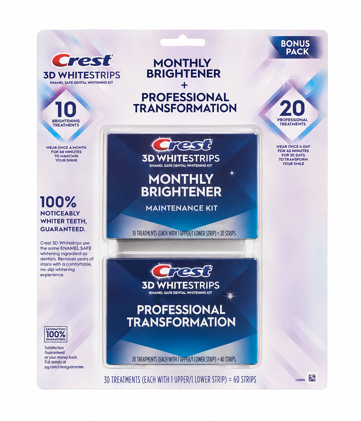 Crest 3D Whitestrips Professional Transformation Teeth Whitening Kit + Monthly Brightener, 30 Treatments, 60 Strips