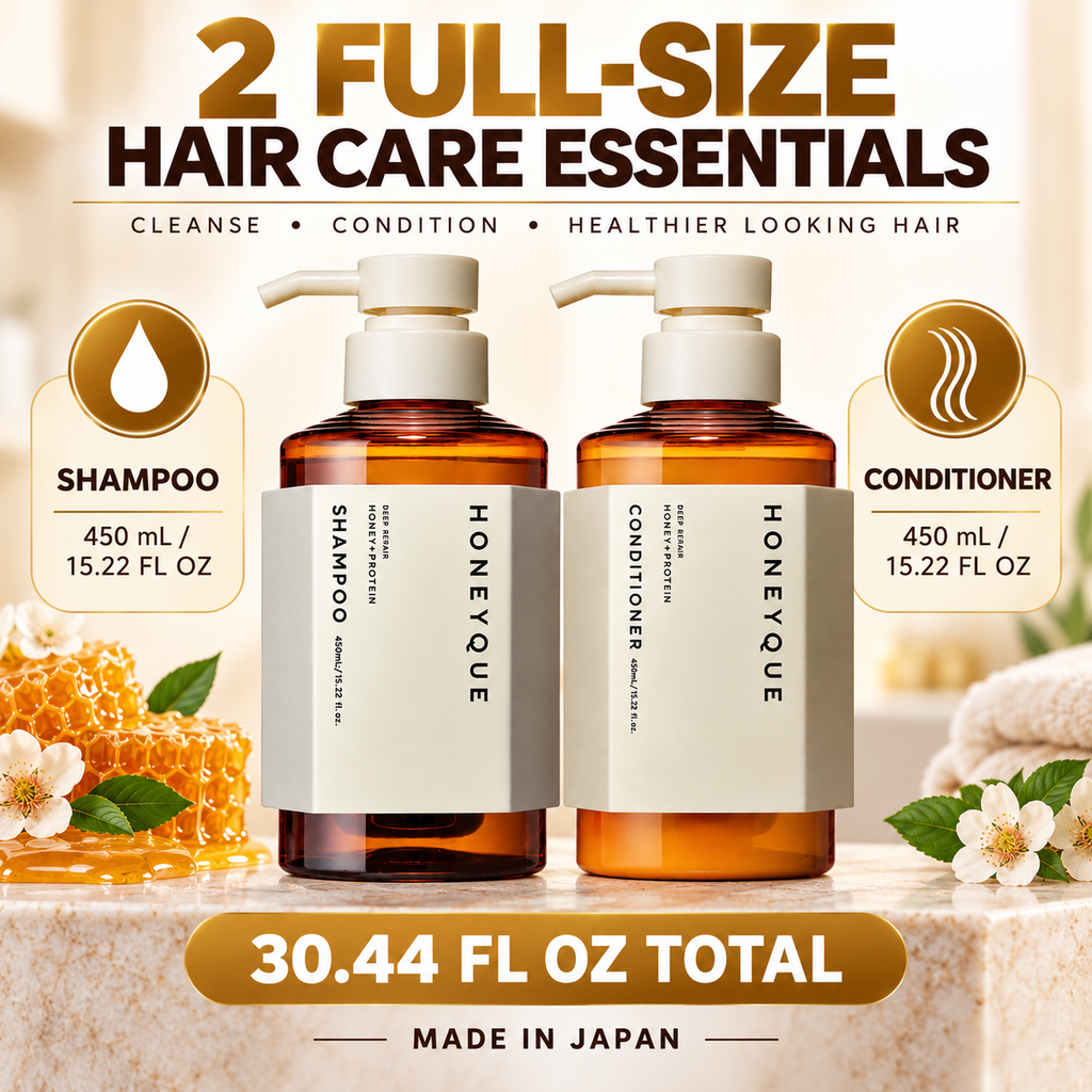 HONEYQUE Deep Repair Shampoo & Conditioner Set with Manuka Honey & Triple Protein, Frizz Control, 15.22 fl oz Each, 2 Count