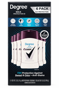 Degree Max Protection+ Antiperspirant Deodorant, 72-Hour Sweat & Odor Protection, 2.6 oz, 6 Pack