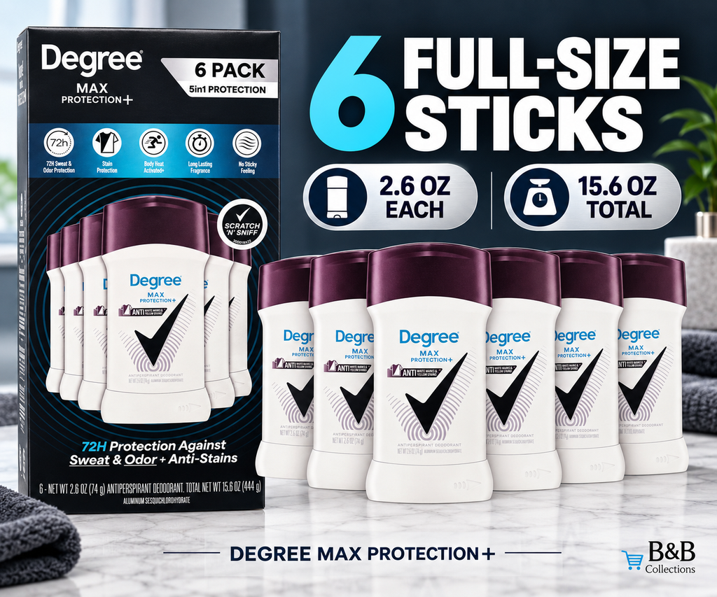 Degree Max Protection+ Antiperspirant Deodorant, 72-Hour Sweat & Odor Protection, 2.6 oz, 6 Pack