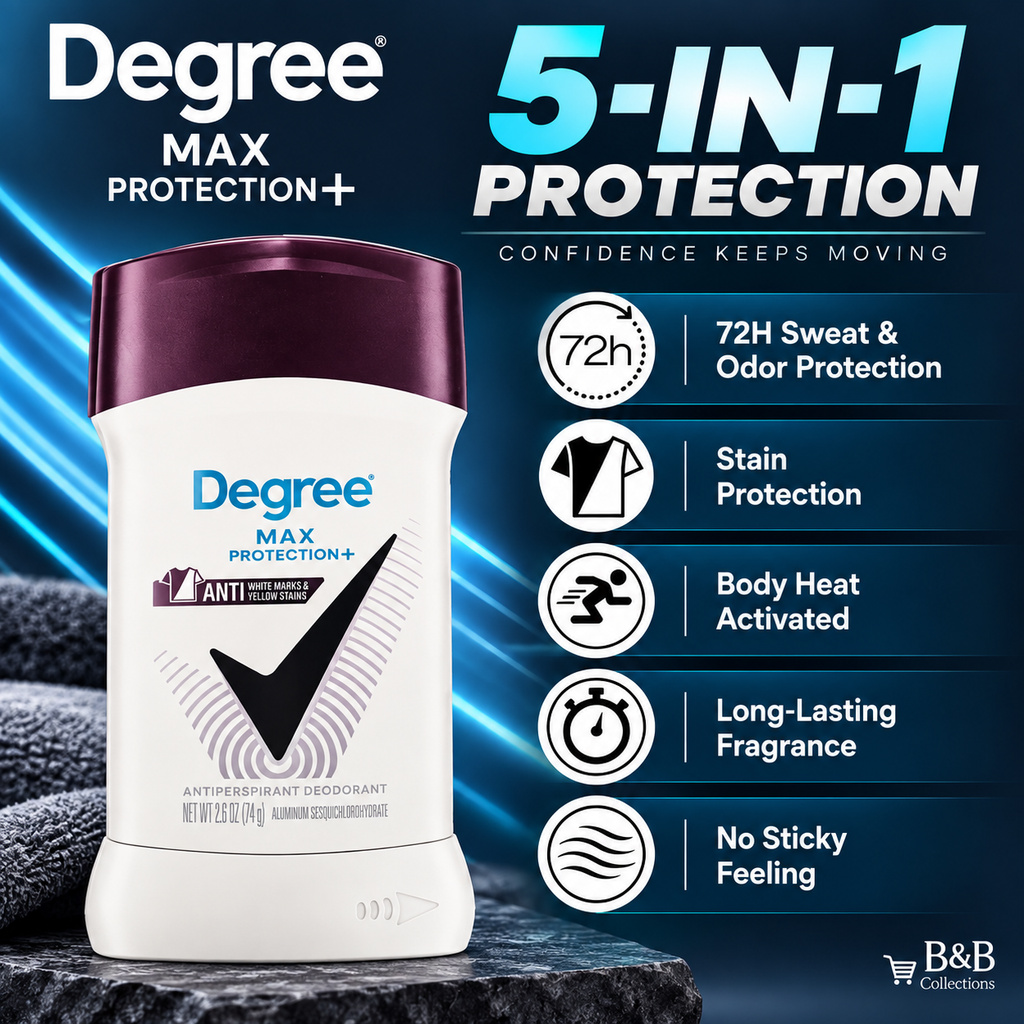 Degree Max Protection+ Antiperspirant Deodorant, 72-Hour Sweat & Odor Protection, 2.6 oz, 6 Pack