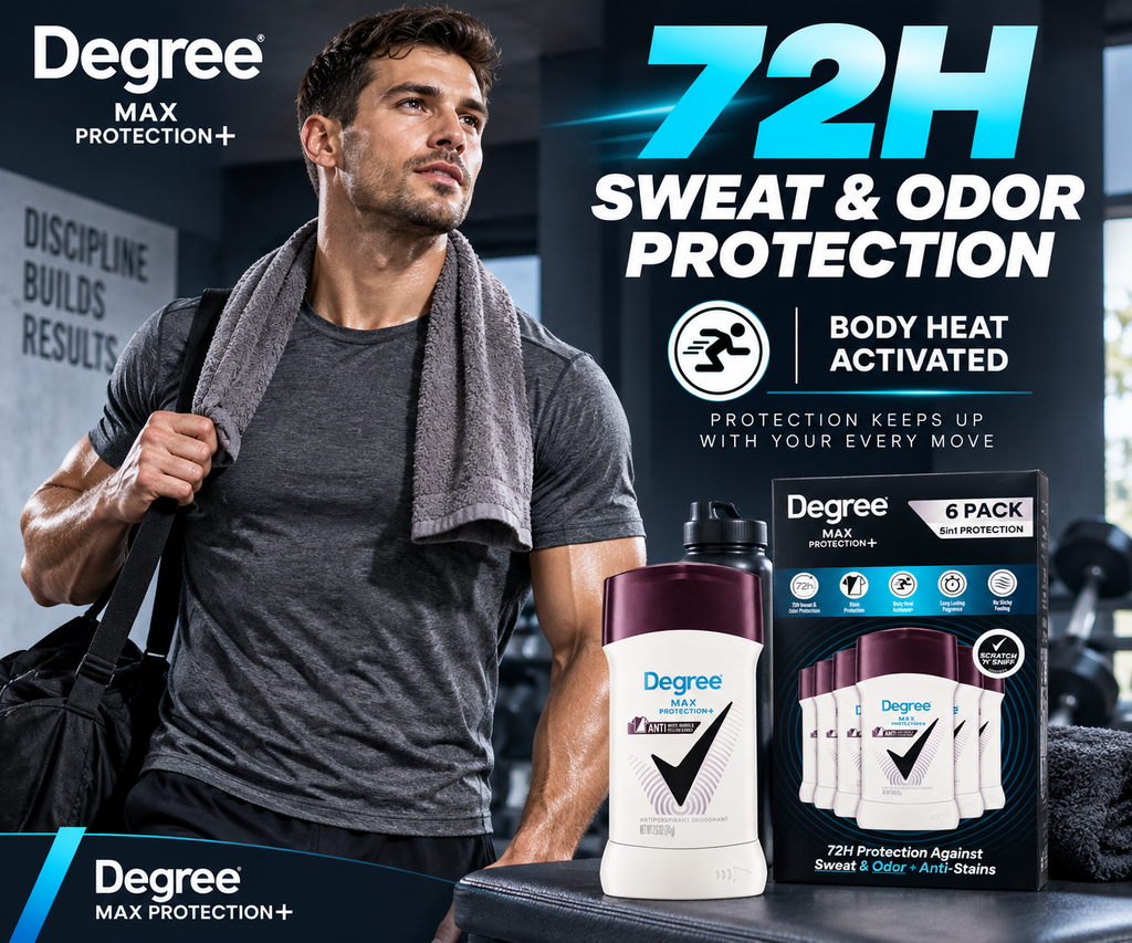 Degree Max Protection+ Antiperspirant Deodorant, 72-Hour Sweat & Odor Protection, 2.6 oz, 6 Pack