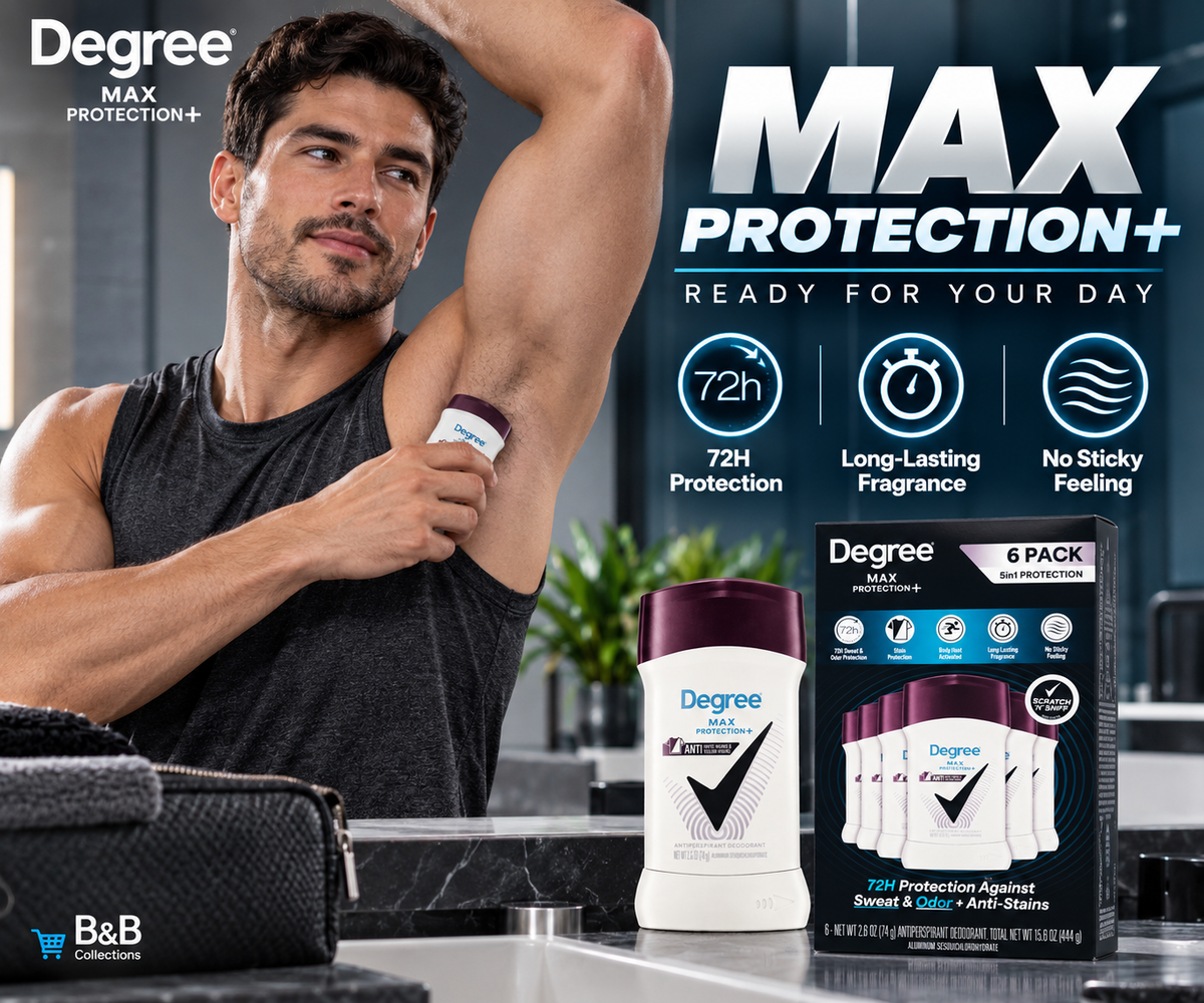 Degree Max Protection+ Antiperspirant Deodorant, 72-Hour Sweat & Odor Protection, 2.6 oz, 6 Pack