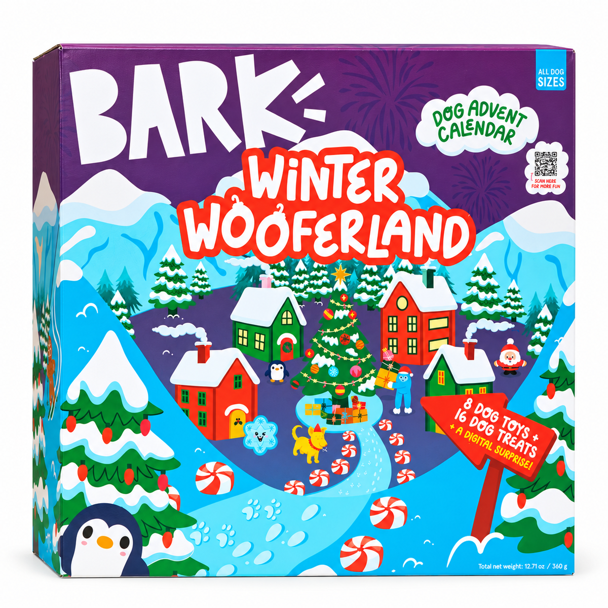 BARK Winter Wooferland Dog Advent Calendar, 24 Days, 8 Plush Squeaky Toys and 16 Dog Treats, Holiday Gift for All Dog Sizes