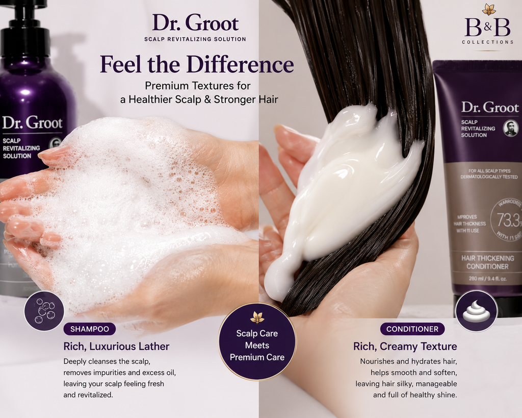 Dr. Groot Hair Thickening Shampoo & Conditioner Set, Scalp Revitalizing Hair Care, 2 Shampoo + 2 Conditioner, Biotin & Rosemary Extract, 4 Count