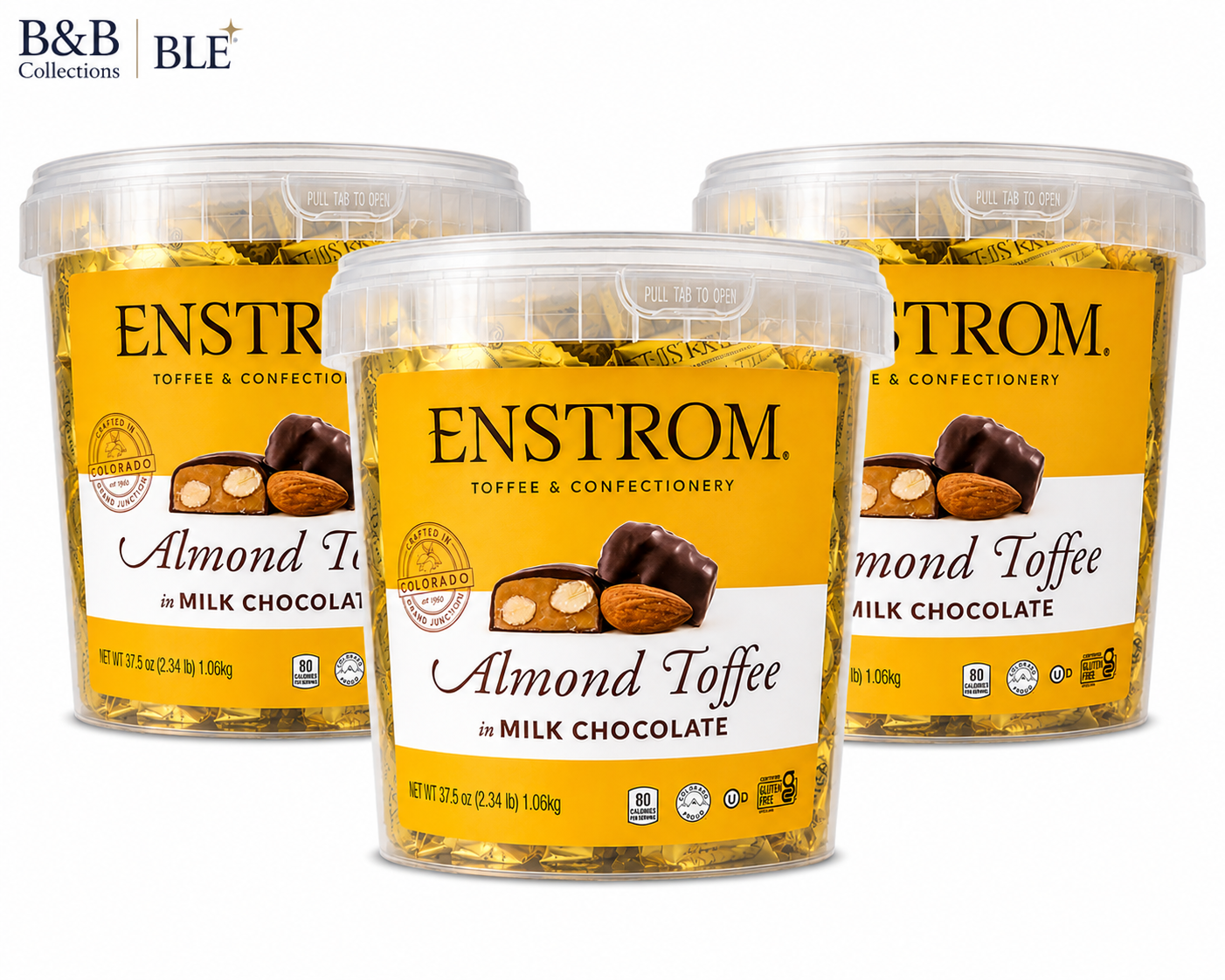 Enstrom Almond Toffee Petites in Milk Chocolate, Individually Wrapped, Certified Gluten Free, Pack of 1, 2, 3 or 4, 37.5 oz Each