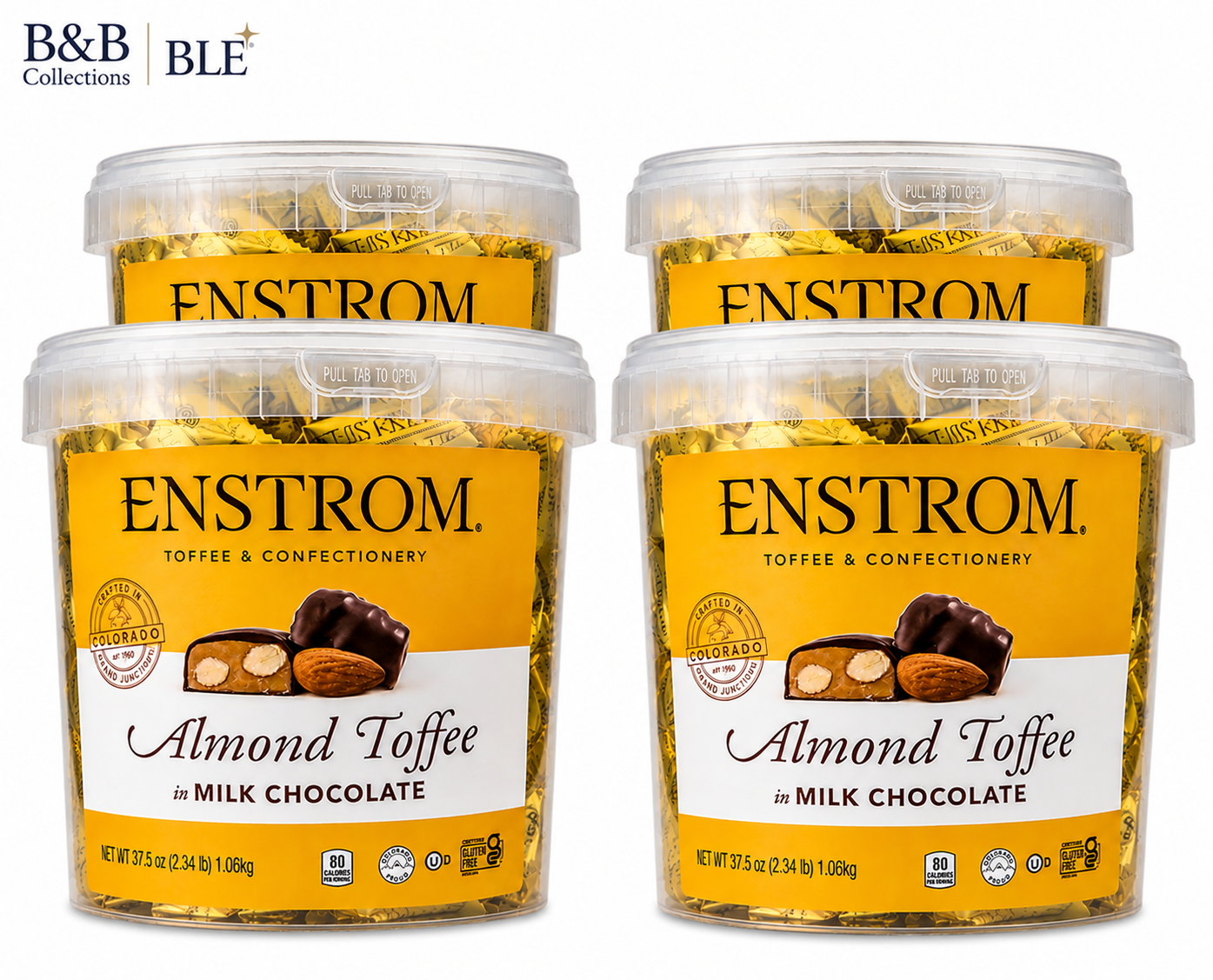 Enstrom Almond Toffee Petites in Milk Chocolate, Individually Wrapped, Certified Gluten Free, Pack of 1, 2, 3 or 4, 37.5 oz Each