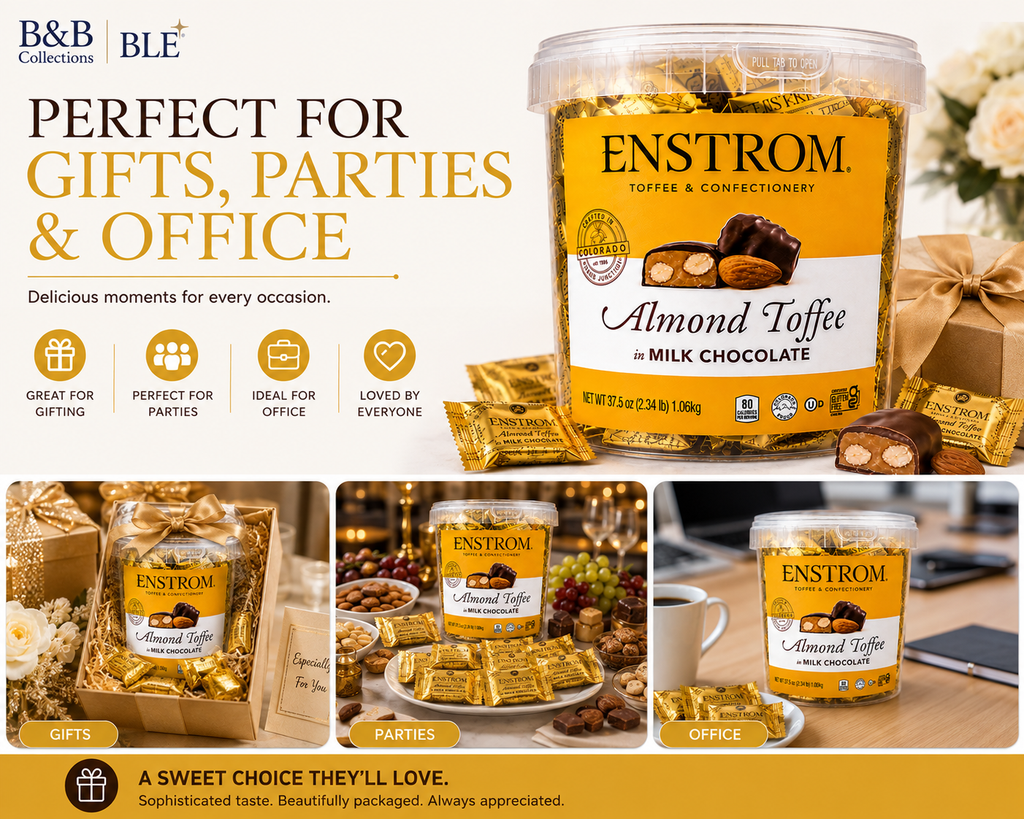 Enstrom Almond Toffee Petites in Milk Chocolate, Individually Wrapped, Certified Gluten Free, Pack of 1, 2, 3 or 4, 37.5 oz Each