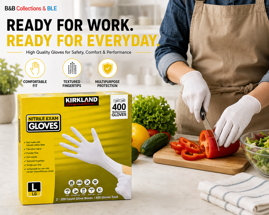 Kirkland Signature Nitrile Exam Gloves, Powder-Free, 400 Count (2 x 200), Disposable Multipurpose Gloves, Available in Small, Medium, Large & X-Large