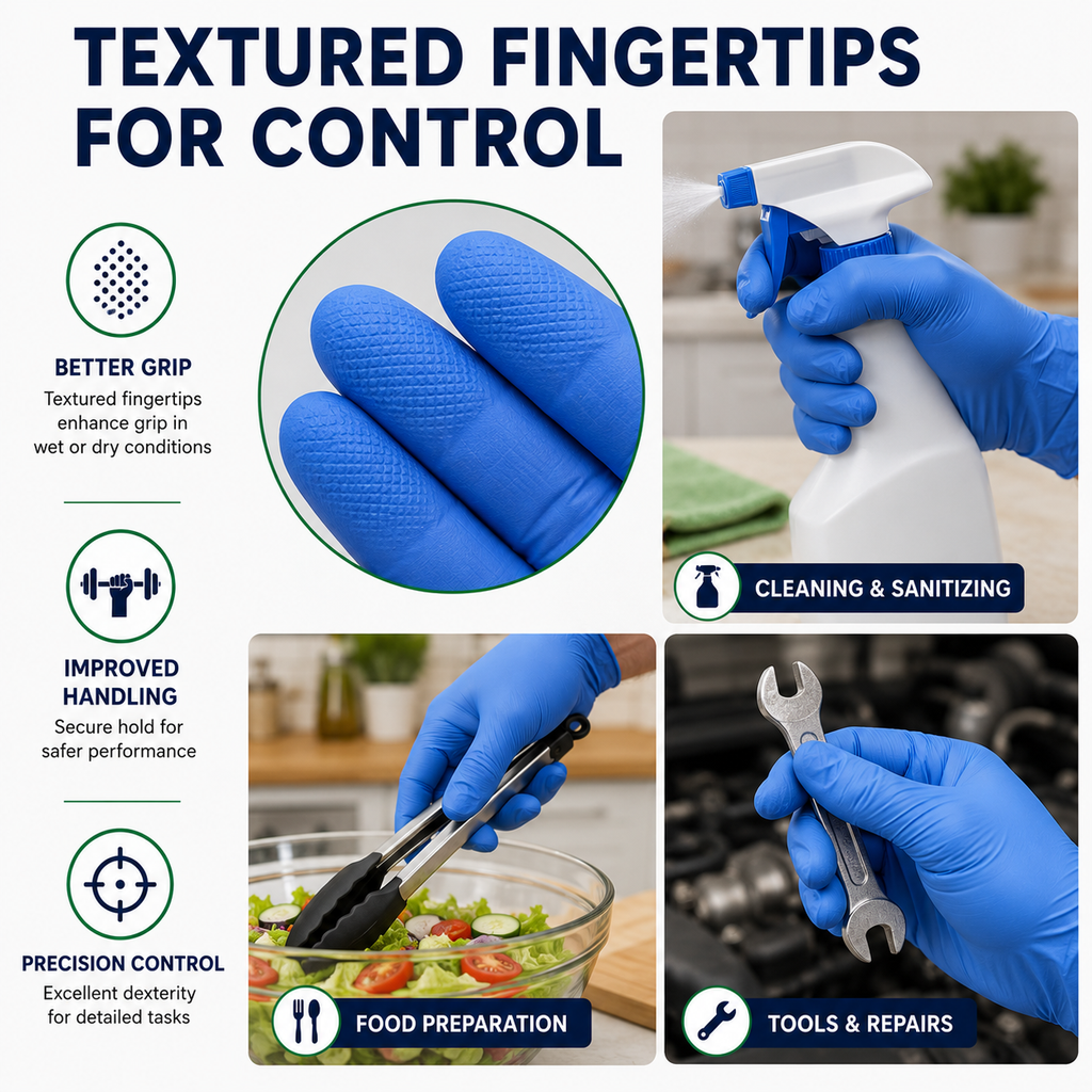 Kirkland Signature Nitrile Exam Gloves, 400 Count (2 x 200), Powder-Free, Latex-Free, Disposable Multipurpose Gloves, Non-Sterile, Textured Fingertips, Small/Medium/Large