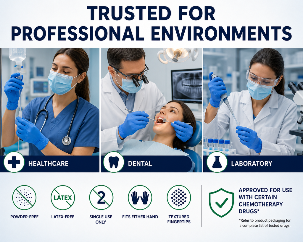 Kirkland Signature Nitrile Exam Gloves, 400 Count (2 x 200), Powder-Free, Latex-Free, Disposable Multipurpose Gloves, Non-Sterile, Textured Fingertips, Small/Medium/Large