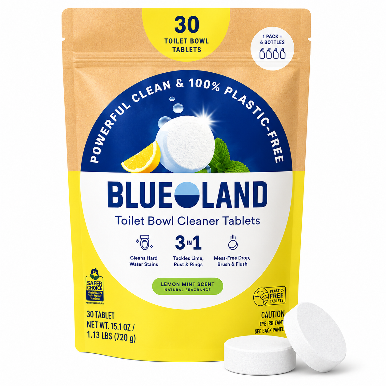 Blueland Plastic-Free Cleaning Tablets – Laundry Detergent Tablets (130 Count), Dishwasher Detergent Tablets (110 Count) or Toilet Bowl Cleaner Tablets (30 Count) | Choose Your Formula