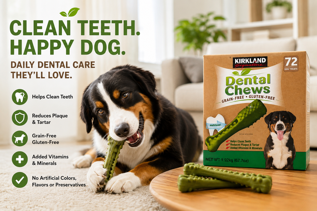 Kirkland Signature Grain-Free Dental Chews for Dogs, 72 Count (67.7 oz / 1.92 kg), Gluten-Free Dog Dental Treats, Helps Clean Teeth, Reduce Plaque & Tartar, Added Vitamins & Minerals