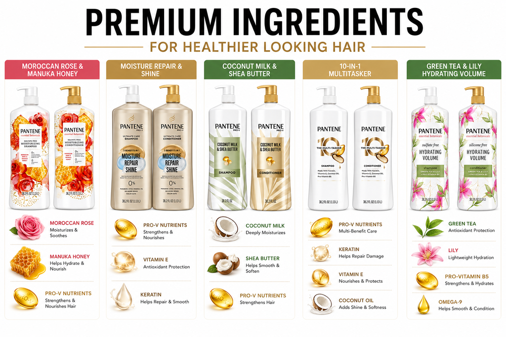 Pantene Shampoo & Conditioner Set, 38.2 fl oz Pump Bottles (2-Pack) – Choose Your Formula
