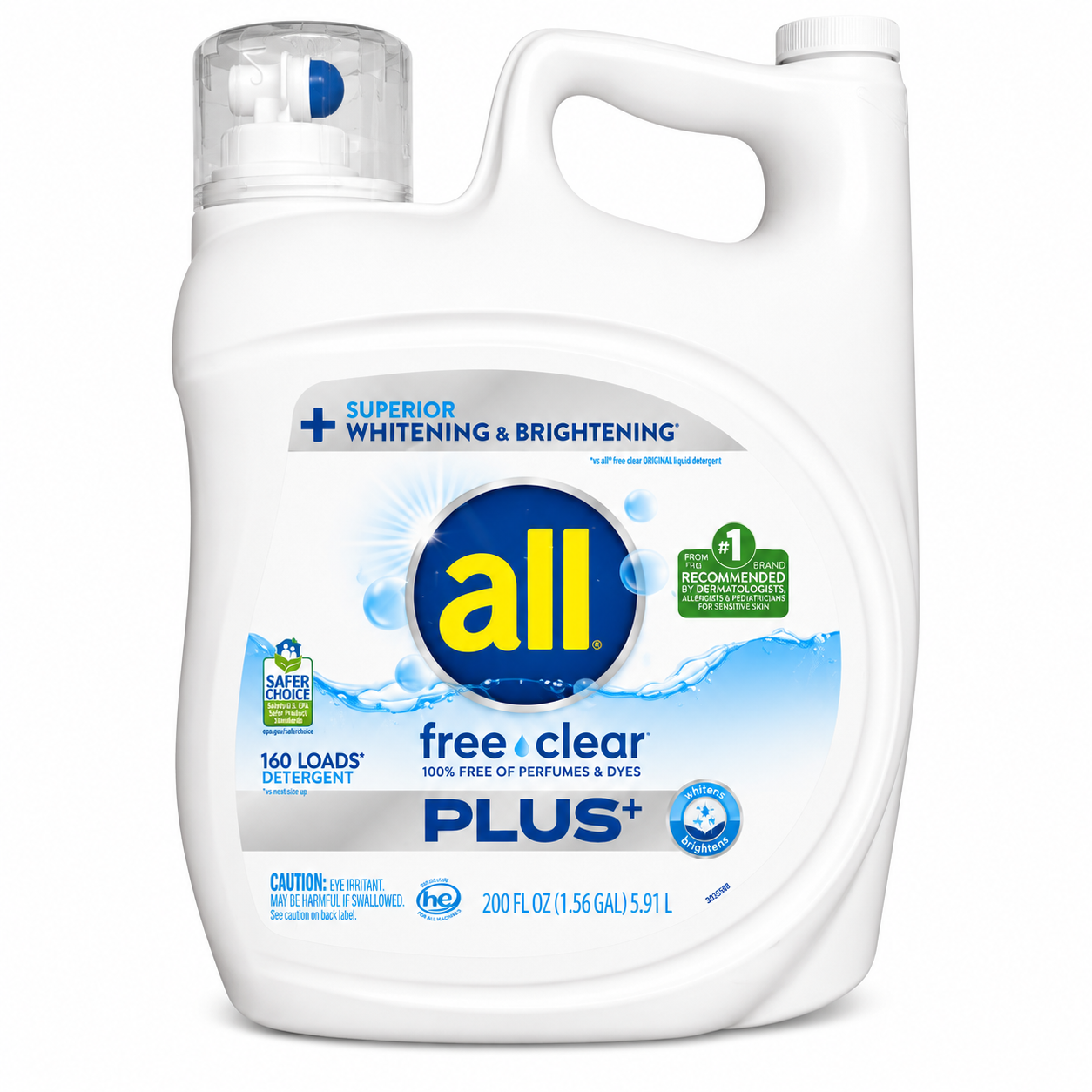 all Free Clear Laundry Detergent for Sensitive Skin, Liquid & Mighty Pacs, Superior Whitening & Brightening, 100% Free of Perfumes & Dyes, Multiple Sizes