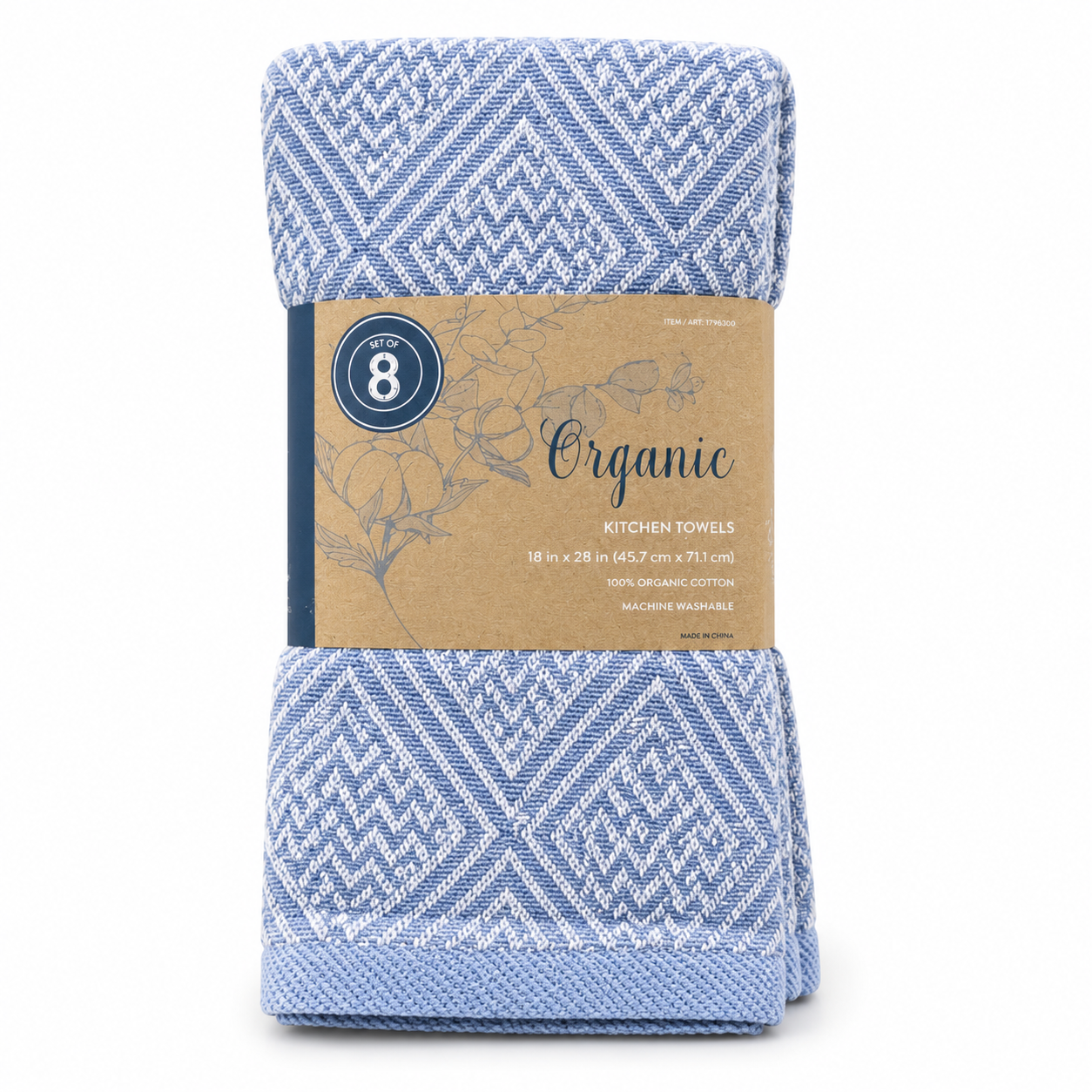 Organic Kitchen Towels, 8-Pack, 18 x 28 in, 100% Organic Cotton, Machine Washable, Highly Absorbent Dish Towels, Assorted Colors