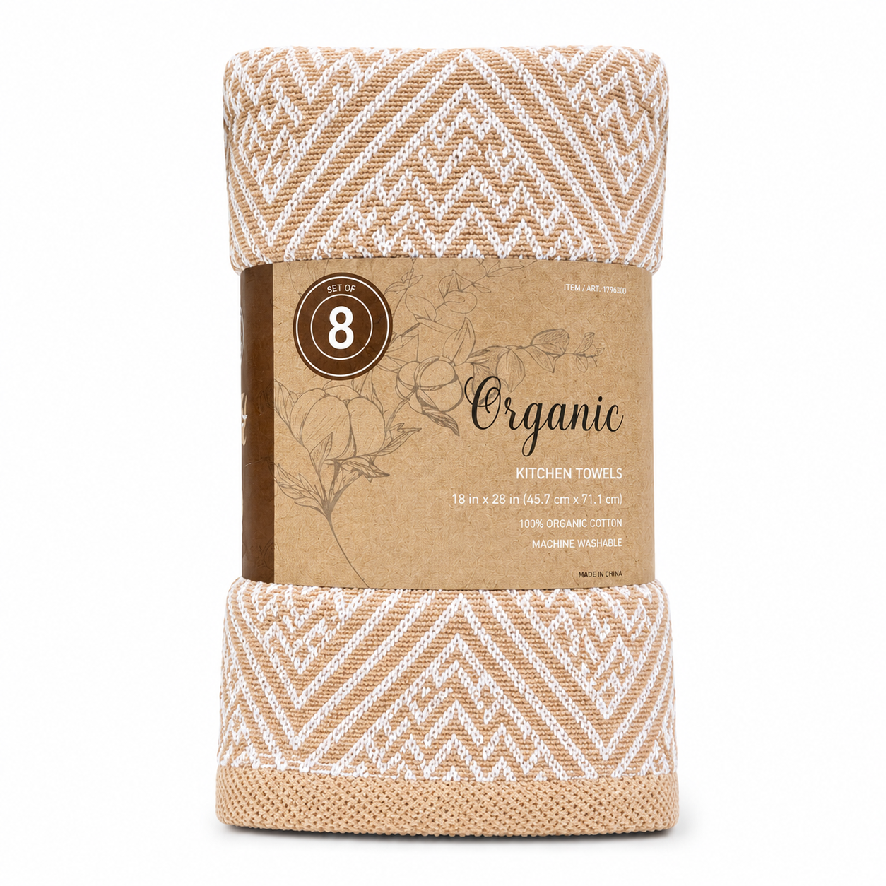 Organic Kitchen Towels, 8-Pack, 18 x 28 in, 100% Organic Cotton, Machine Washable, Highly Absorbent Dish Towels, Assorted Colors