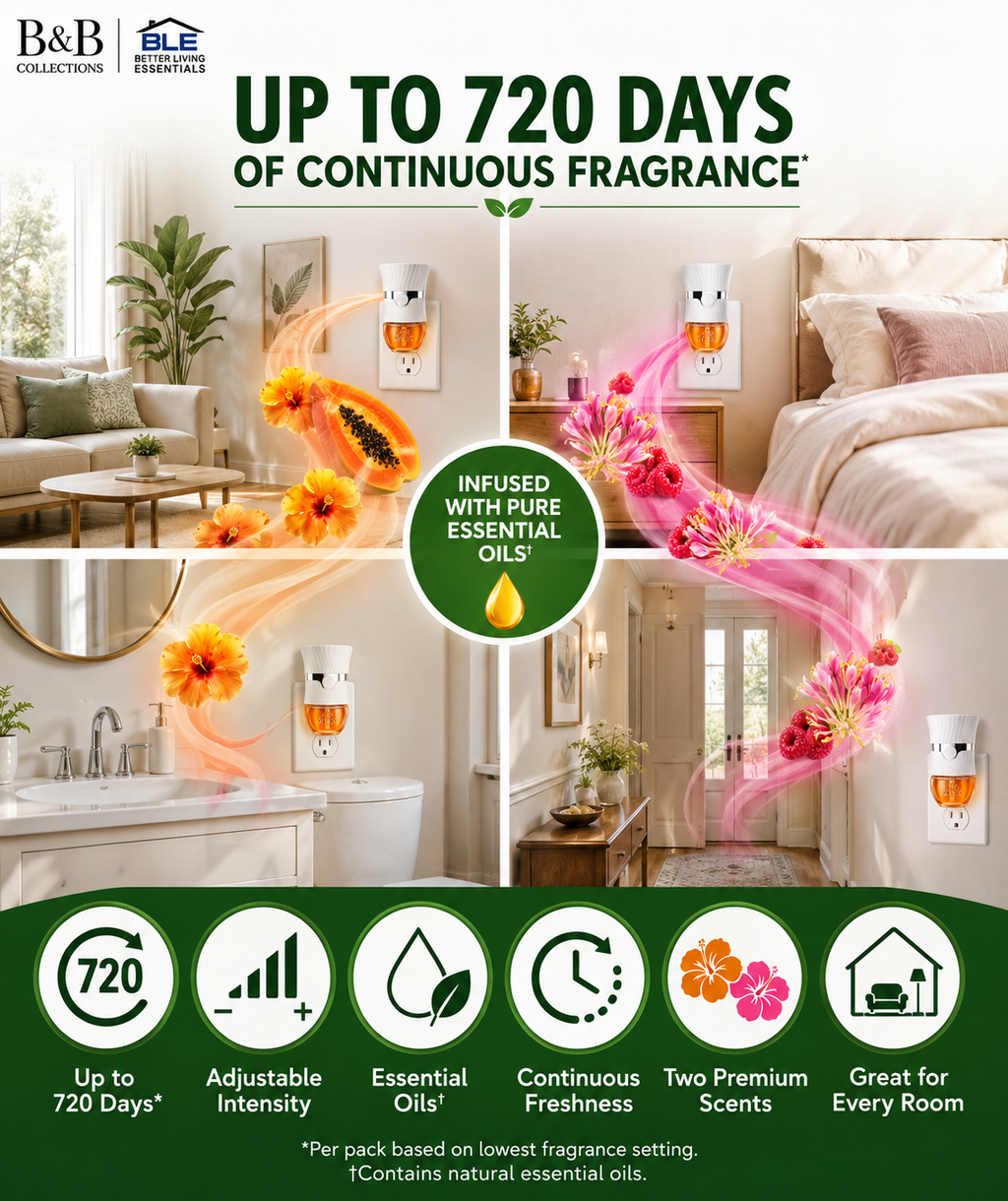 Air Wick Plug In Scented Oil Air Freshener Starter Kit, 1 Warmer + 9 Refills, Essential Oils, Up to 720 Days Fragrance, Variety Pack, 7.56 fl oz (225 mL)