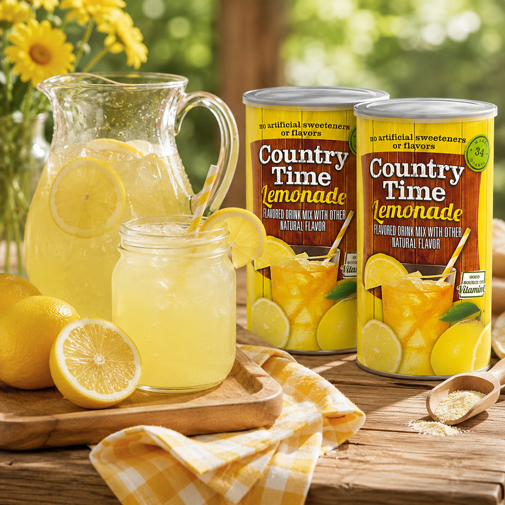 Country Time Lemonade Drink Mix, Makes 136 Servings, Natural Flavors, Vitamin C, 82.5 oz Canisters, 4-Pack
