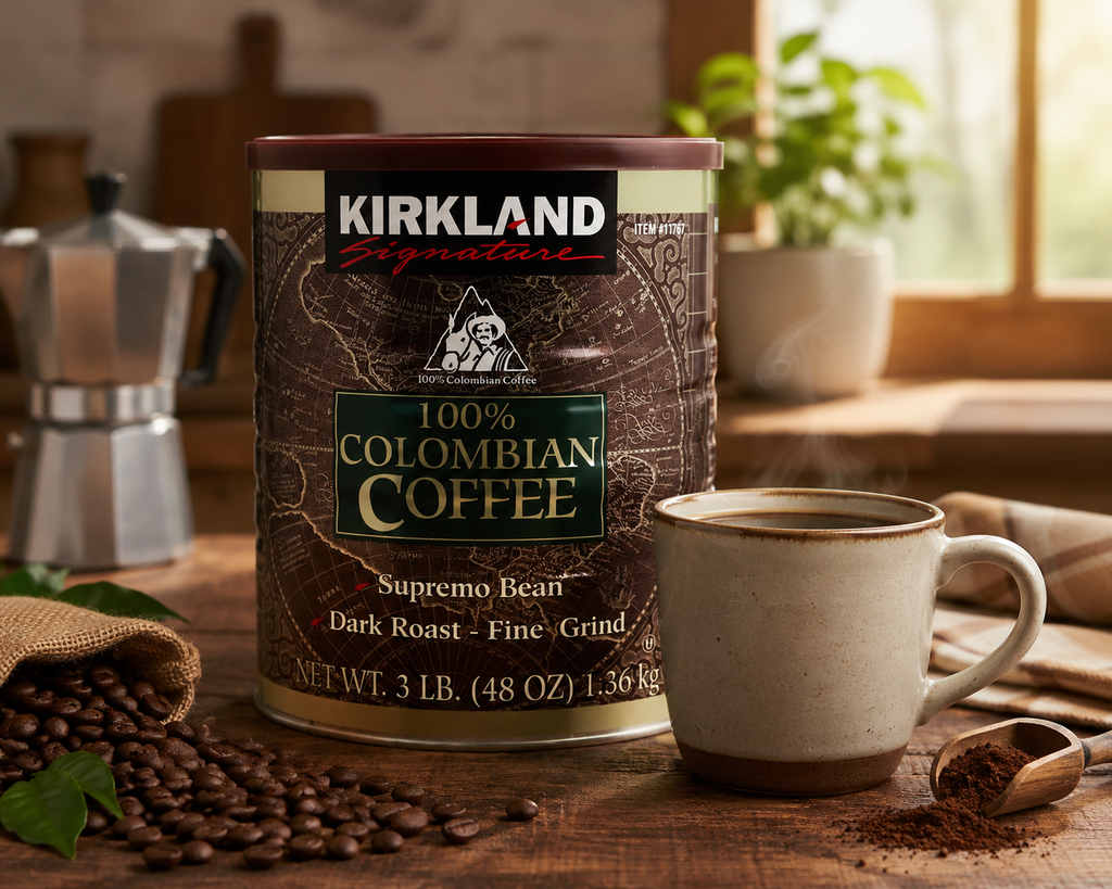 Signature 100% Colombian Supremo Ground Coffee, Dark Roast, Fine Grind, 3 lb Bag, Rich & Bold Premium Coffee