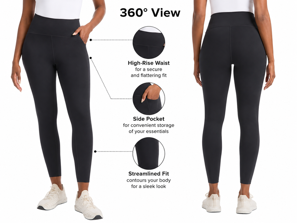 Danskin Women's Streamline Pocket Legging Pant (US, Alpha, Large, Regular, Regular, Light Navy (Blue))