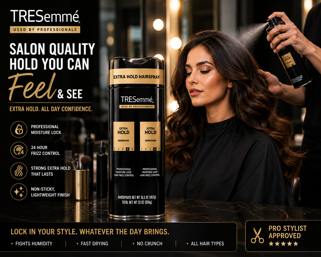 TRESemmé Extra Hold Hairspray, 24-Hour Hold & Frizz Control, Professional Finishing Spray, 16.5 oz Cans, Pack of 2