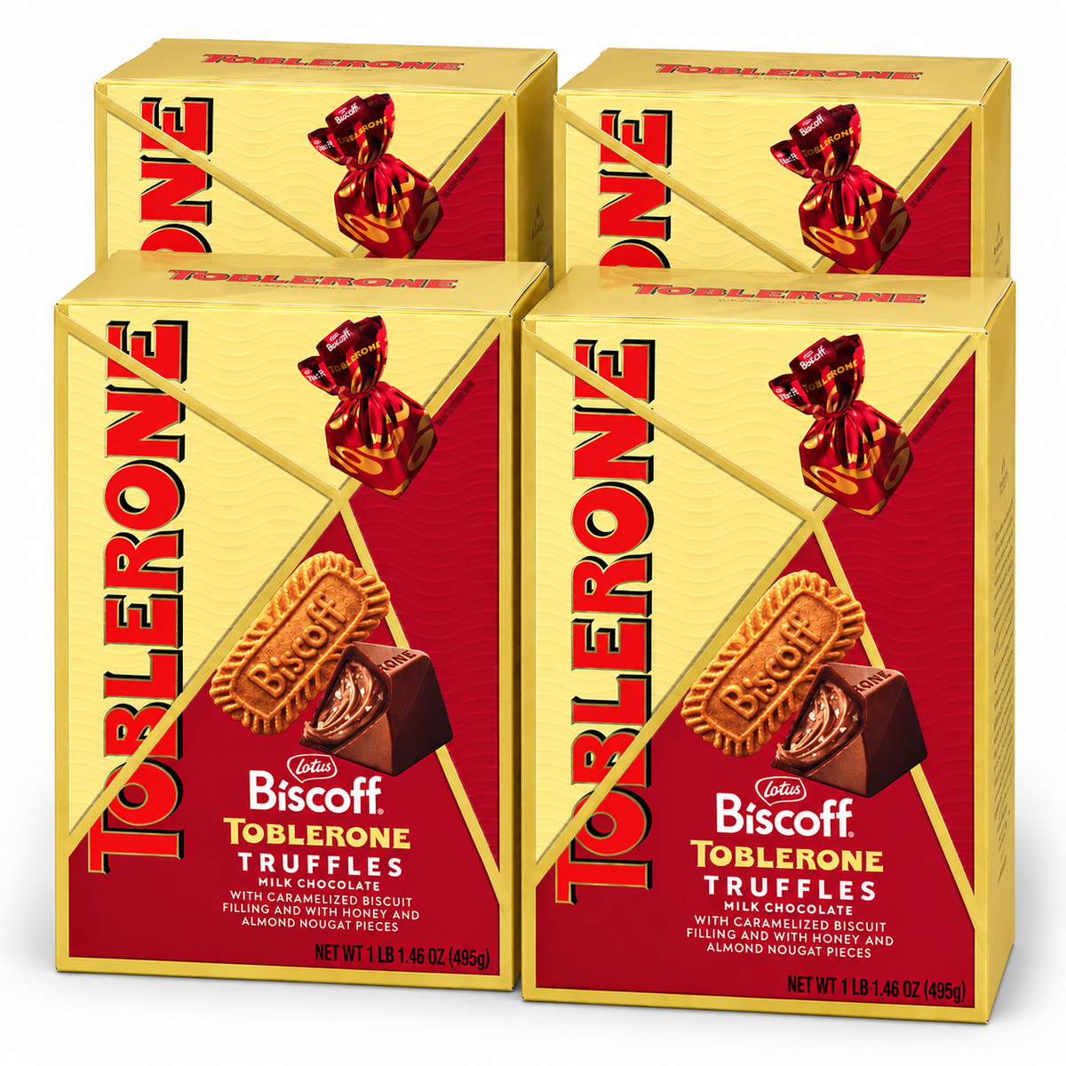 Lotus Biscoff Toblerone Truffles Milk Chocolate with Caramelized Biscuit Filling, Honey & Almond Nougat Pieces, 17.46 oz per Box