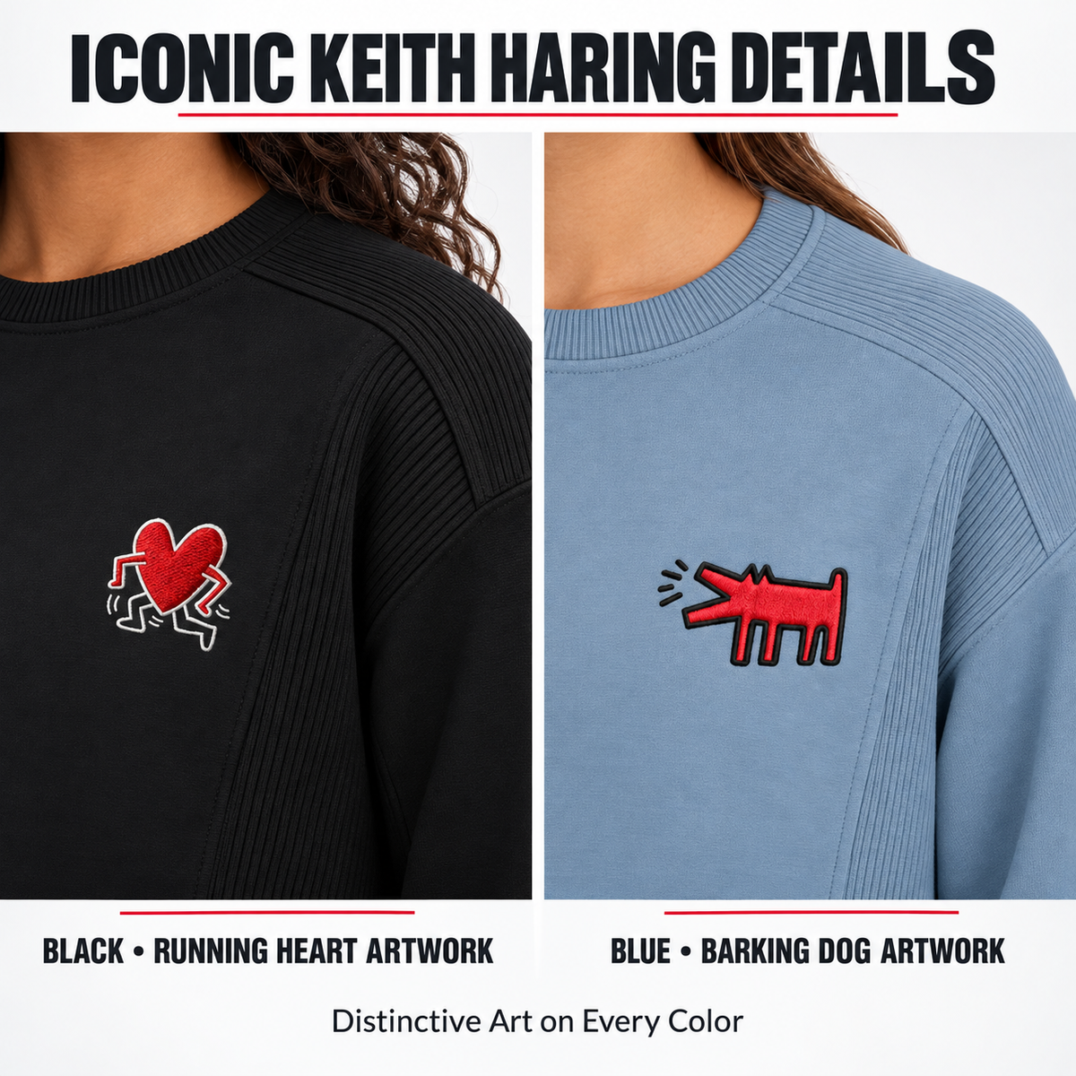 Keith Haring Women’s 2-Piece Crewneck Sweatshirt and Jogger Lounge Set, Sizes S–XXL