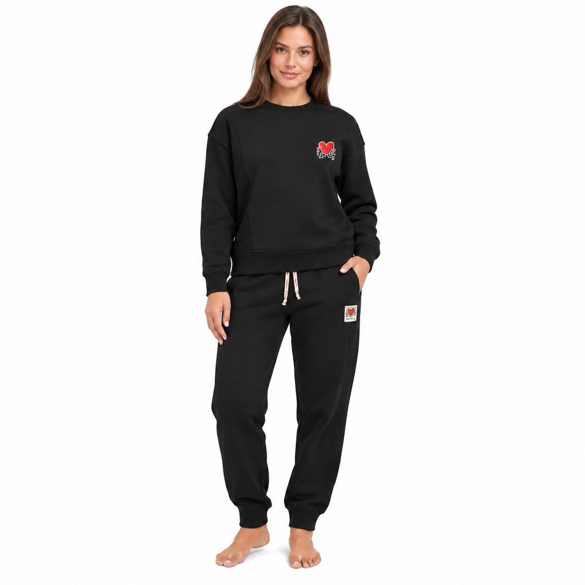 Keith Haring Women’s 2-Piece Crewneck Sweatshirt and Jogger Lounge Set, Sizes S–XXL