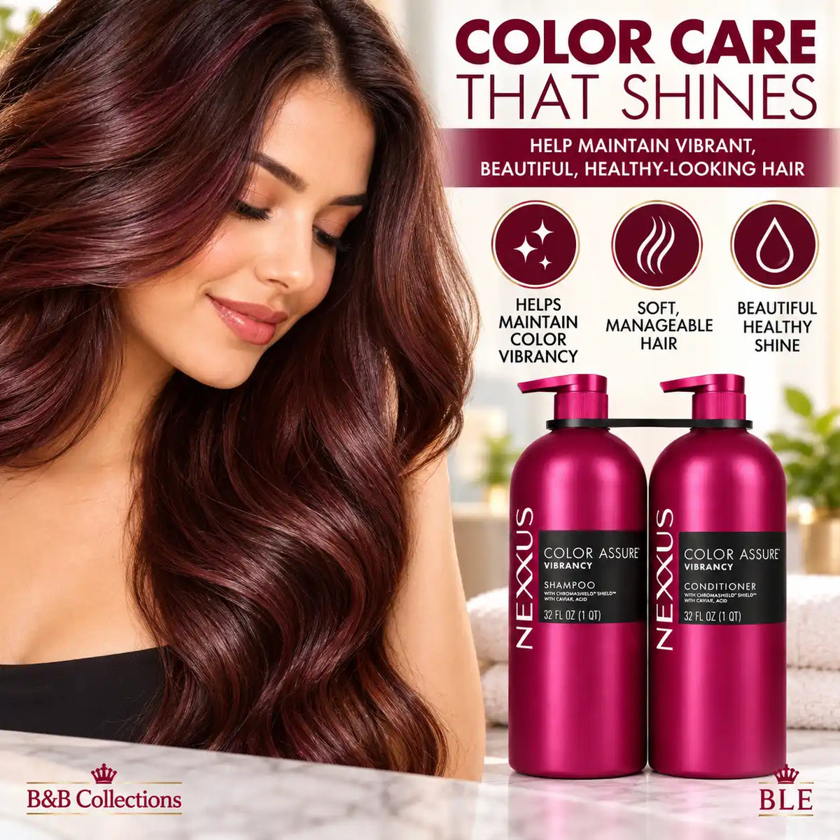 Nexxus Color Assure Vibrancy Shampoo & Conditioner Set, 32 fl oz Each, Color-Treated Hair Care, 2-Piece Set