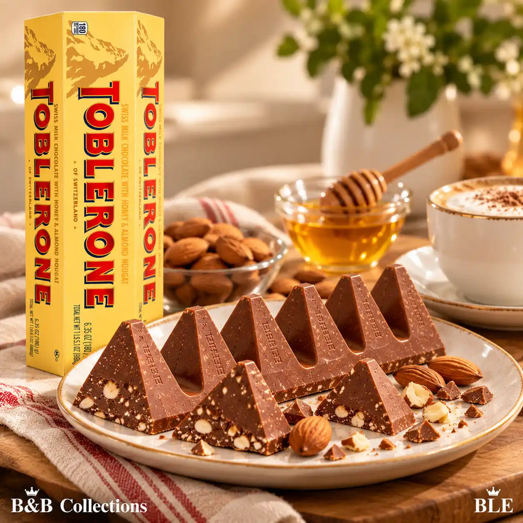 Toblerone Swiss Milk Chocolate with Honey & Almond Nougat, 180 g (6.35 oz), Premium Swiss Chocolate Bar