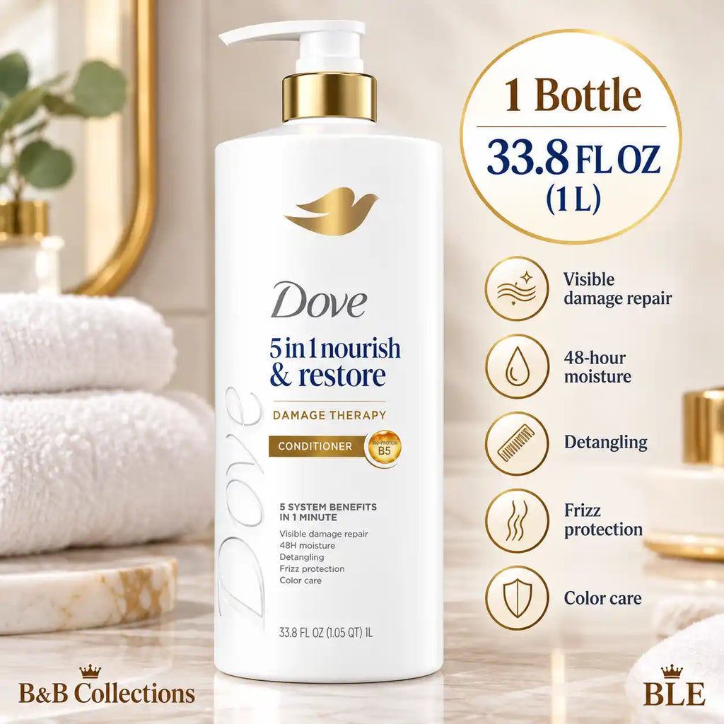 Dove 5-in-1 Nourish & Restore Damage Therapy Conditioner, 33.8 fl oz (1 L), with Bio-Protein Care, Visible Damage Repair & 48-Hour Moisture